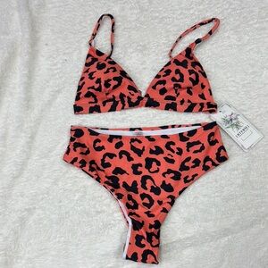 CHEETAH PRINT 2 piece swimsuit size S